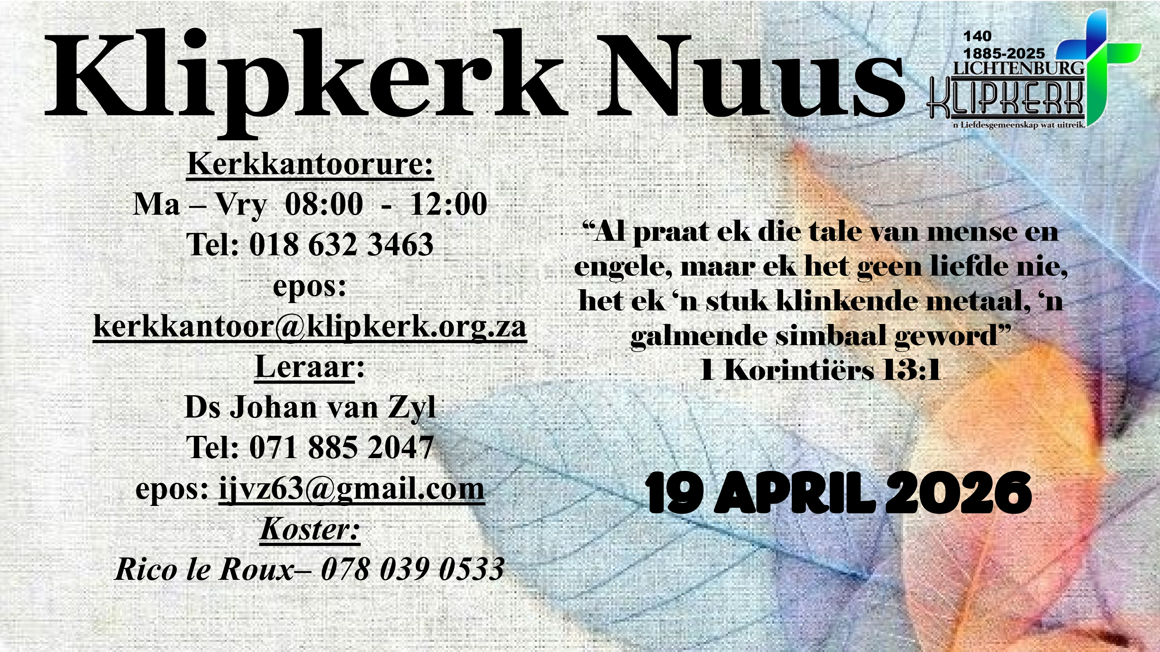 Weeknuus Lichtenburg N G Klipkerk, afkondigings